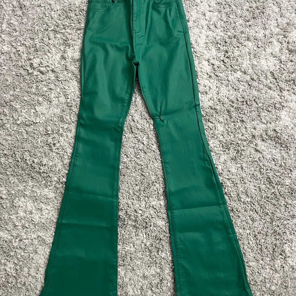 Edikted Green High-Waisted Flare Pants